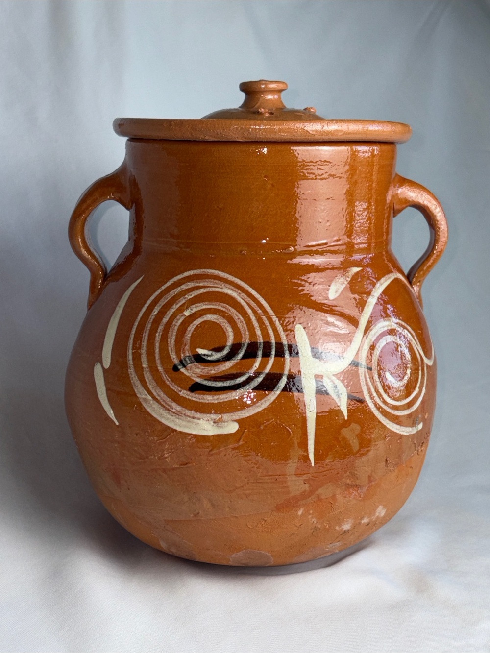 New Hand Painted Mexican Olla de Barro Clay Bean Pot Frijolera 4 Qt With Lid